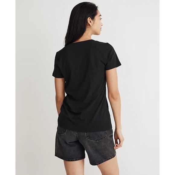 Madewell Whisper Cotton V Neck Tee Shirt Minimalist Basics Black Classic XXS NWT - Picture 2 of 11